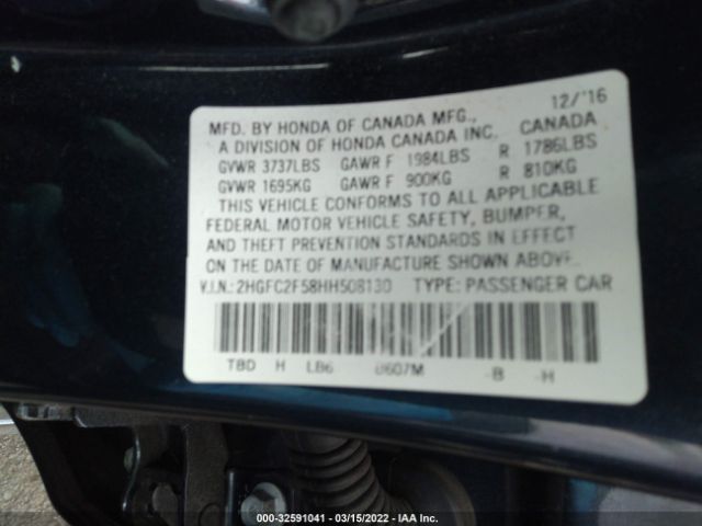 Photo 8 VIN: 2HGFC2F58HH508130 - HONDA CIVIC SEDAN 