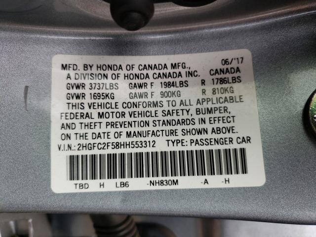 Photo 9 VIN: 2HGFC2F58HH553312 - HONDA CIVIC LX 