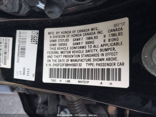 Photo 8 VIN: 2HGFC2F58HH560132 - HONDA CIVIC 