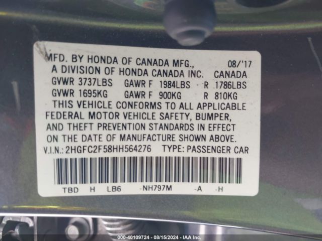 Photo 8 VIN: 2HGFC2F58HH564276 - HONDA CIVIC 