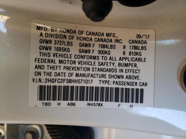 Photo 11 VIN: 2HGFC2F58HH571017 - HONDA CIVIC LX 