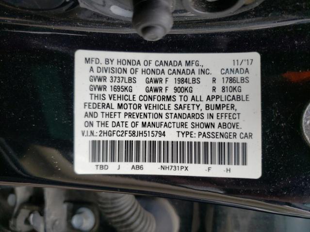 Photo 9 VIN: 2HGFC2F58JH515794 - HONDA CIVIC LX 