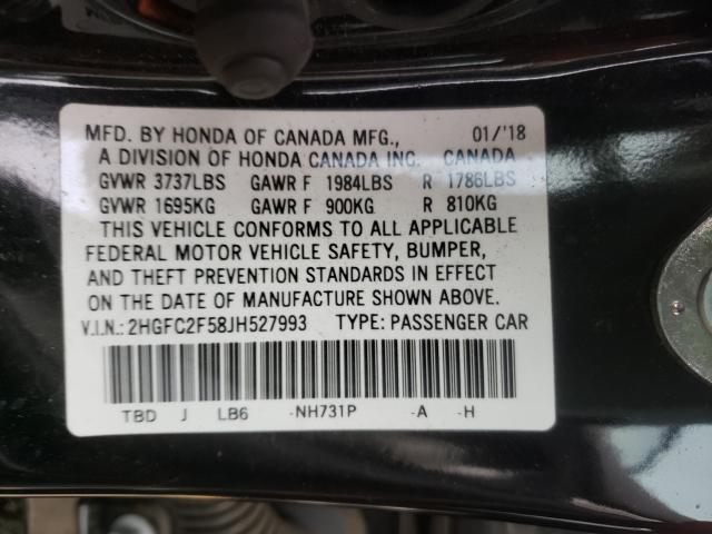 Photo 9 VIN: 2HGFC2F58JH527993 - HONDA CIVIC LX 