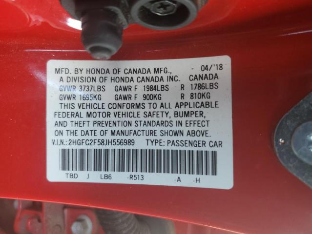 Photo 11 VIN: 2HGFC2F58JH556989 - HONDA CIVIC LX 