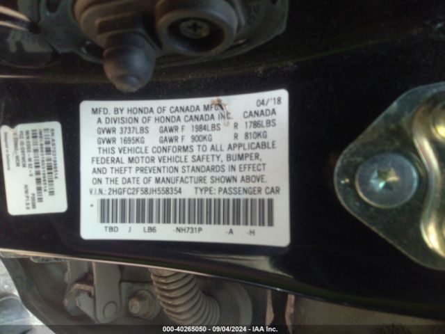 Photo 8 VIN: 2HGFC2F58JH558354 - HONDA CIVIC 