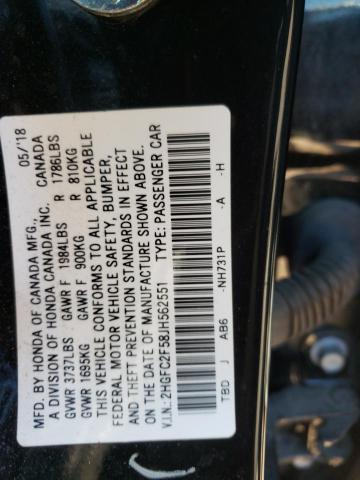 Photo 11 VIN: 2HGFC2F58JH562551 - HONDA CIVIC LX 