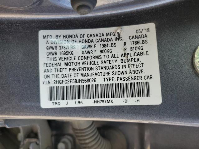 Photo 11 VIN: 2HGFC2F58JH568026 - HONDA CIVIC LX 