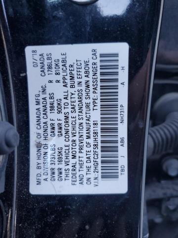 Photo 12 VIN: 2HGFC2F58JH581181 - HONDA CIVIC LX 