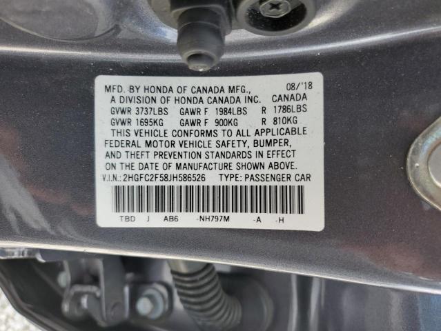 Photo 9 VIN: 2HGFC2F58JH586526 - HONDA CIVIC LX 