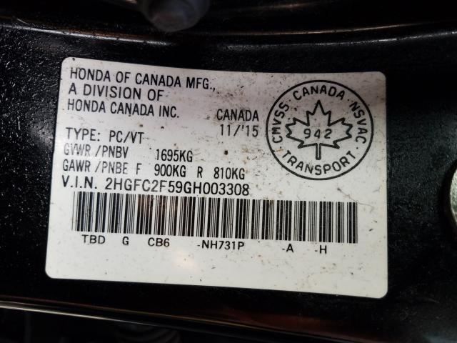 Photo 9 VIN: 2HGFC2F59GH003308 - HONDA CIVIC LX 