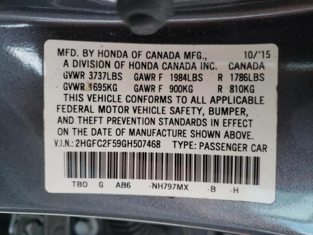 Photo 9 VIN: 2HGFC2F59GH507468 - HONDA CIVIC 