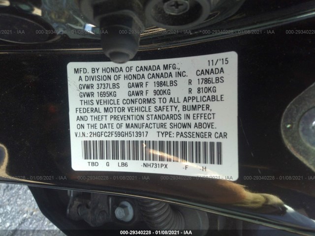 Photo 8 VIN: 2HGFC2F59GH513917 - HONDA CIVIC SEDAN 