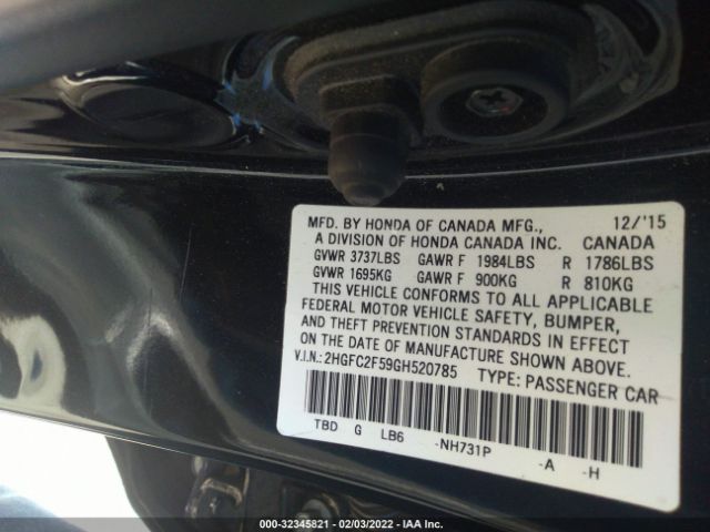 Photo 8 VIN: 2HGFC2F59GH520785 - HONDA CIVIC SEDAN 