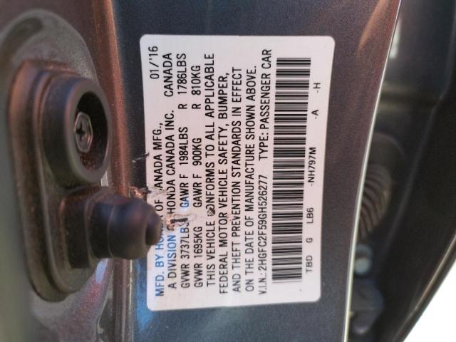 Photo 9 VIN: 2HGFC2F59GH526277 - HONDA CIVIC LX 