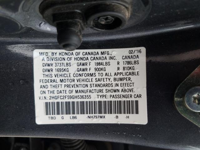 Photo 9 VIN: 2HGFC2F59GH536355 - HONDA CIVIC LX 