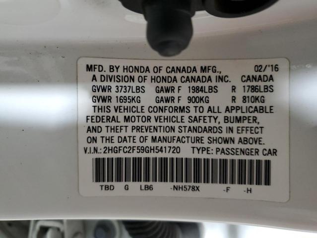 Photo 12 VIN: 2HGFC2F59GH541720 - HONDA CIVIC LX 