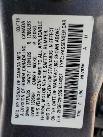 Photo 11 VIN: 2HGFC2F59GH544097 - HONDA CIVIC LX 