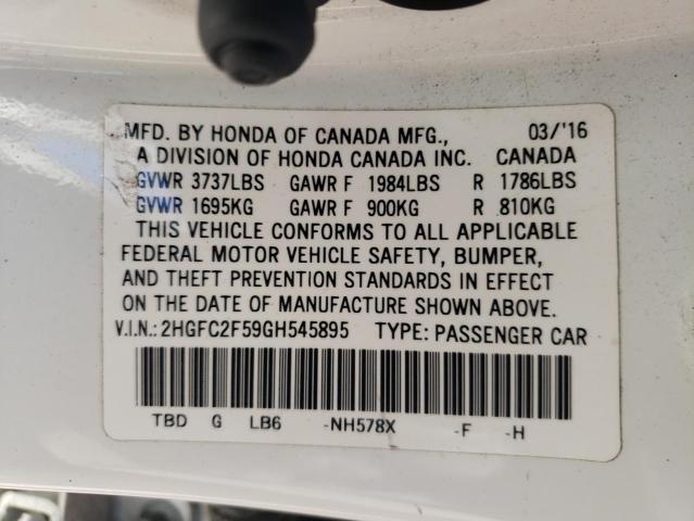 Photo 9 VIN: 2HGFC2F59GH545895 - HONDA CIVIC LX 