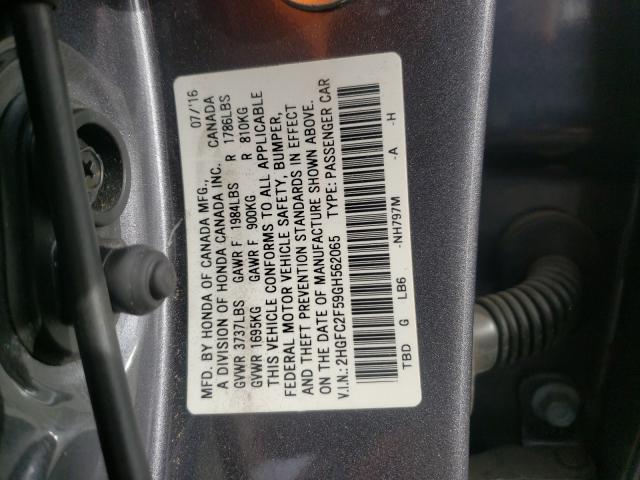 Photo 9 VIN: 2HGFC2F59GH562065 - HONDA CIVIC LX 