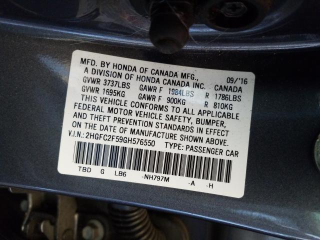 Photo 9 VIN: 2HGFC2F59GH576550 - HONDA CIVIC LX 