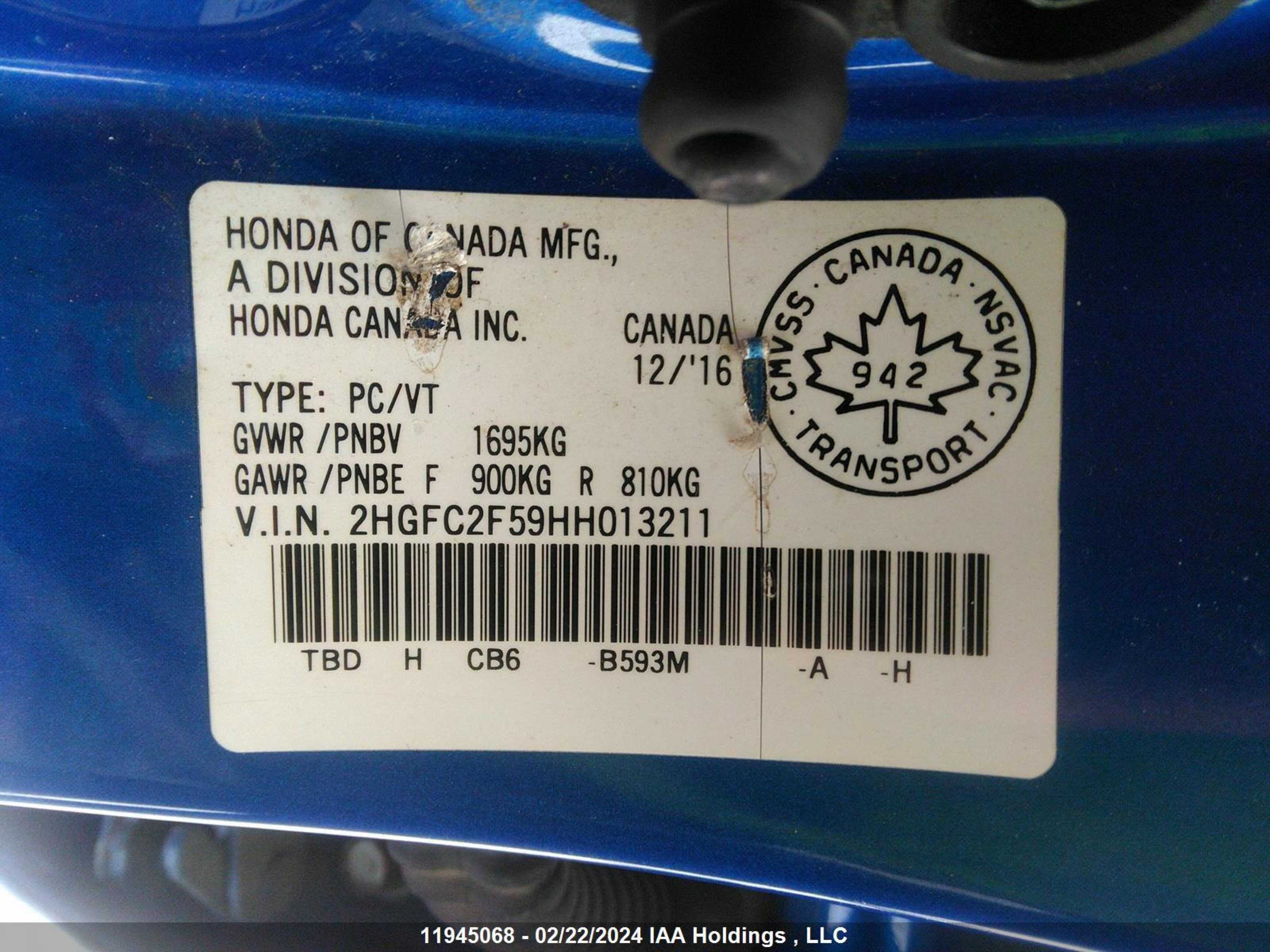 Photo 8 VIN: 2HGFC2F59HH013211 - HONDA CIVIC 