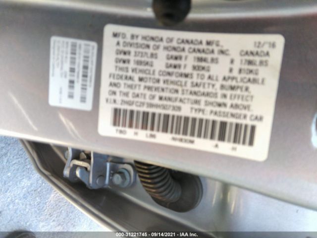 Photo 8 VIN: 2HGFC2F59HH507309 - HONDA CIVIC SEDAN 