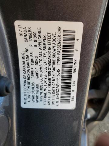 Photo 9 VIN: 2HGFC2F59HH515345 - HONDA CIVIC LX 