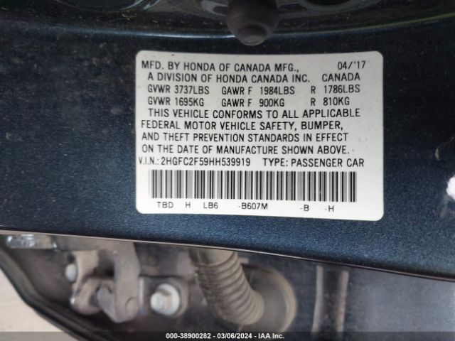 Photo 8 VIN: 2HGFC2F59HH539919 - HONDA CIVIC 