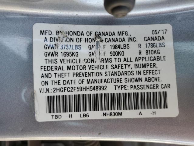 Photo 12 VIN: 2HGFC2F59HH548992 - HONDA CIVIC 