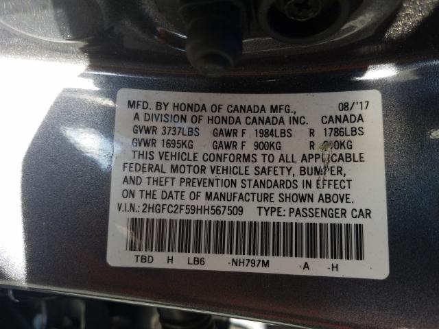 Photo 9 VIN: 2HGFC2F59HH567509 - HONDA CIVIC LX 