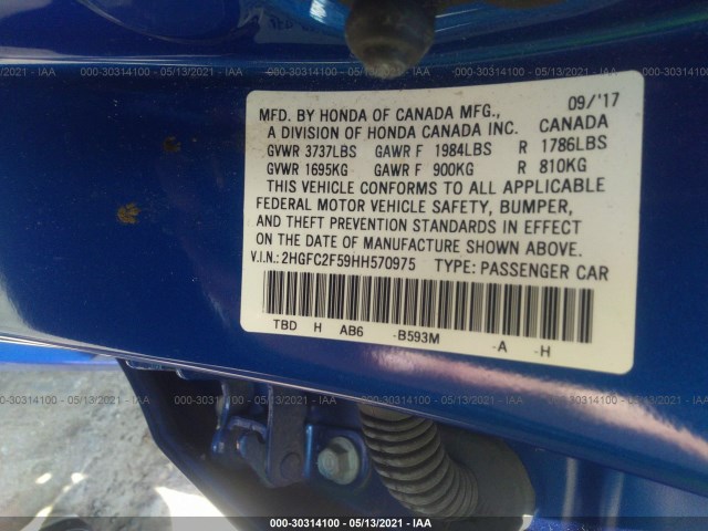 Photo 8 VIN: 2HGFC2F59HH570975 - HONDA CIVIC SEDAN 