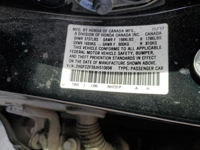 Photo 11 VIN: 2HGFC2F59JH510698 - HONDA CIVIC LX 