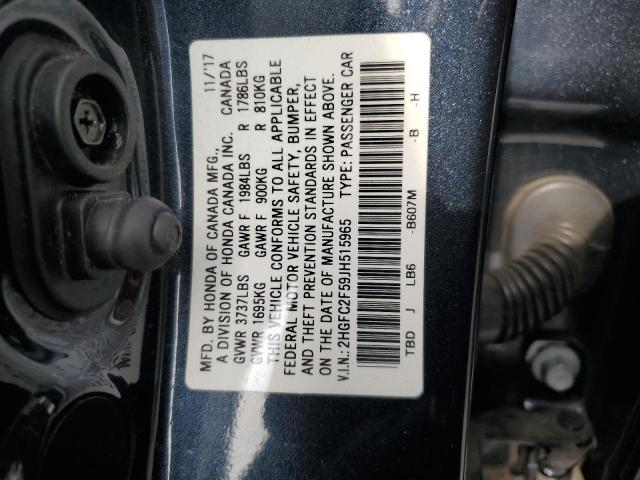 Photo 11 VIN: 2HGFC2F59JH515965 - HONDA CIVIC LX 