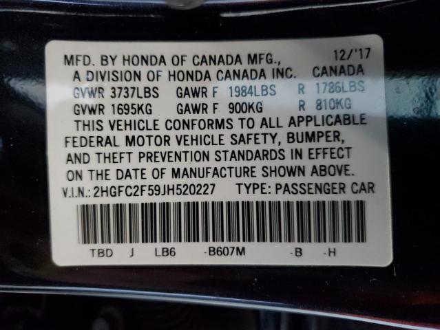 Photo 9 VIN: 2HGFC2F59JH520227 - HONDA CIVIC LX 