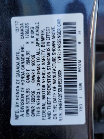 Photo 11 VIN: 2HGFC2F59JH520308 - HONDA CIVIC LX 