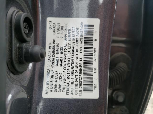 Photo 9 VIN: 2HGFC2F59JH556113 - HONDA CIVIC LX 