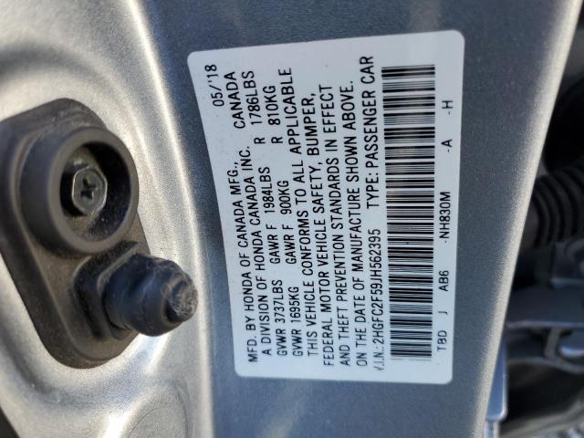 Photo 11 VIN: 2HGFC2F59JH562395 - HONDA CIVIC 