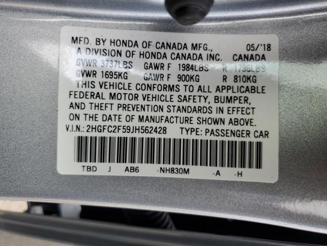 Photo 11 VIN: 2HGFC2F59JH562428 - HONDA CIVIC LX 