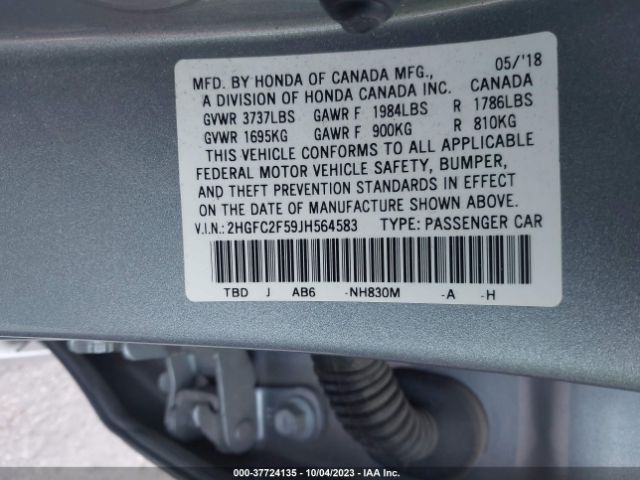 Photo 8 VIN: 2HGFC2F59JH564583 - HONDA CIVIC 