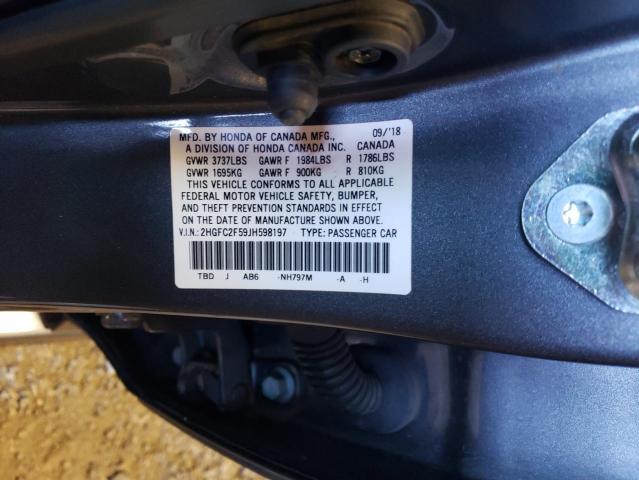 Photo 9 VIN: 2HGFC2F59JH598197 - HONDA CIVIC LX 