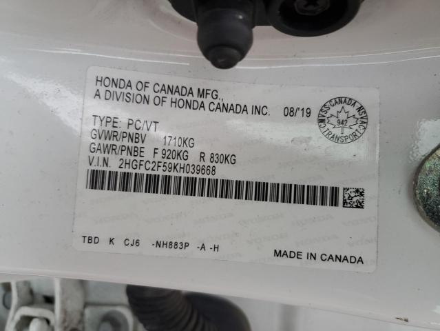 Photo 12 VIN: 2HGFC2F59KH039668 - HONDA CIVIC LX 