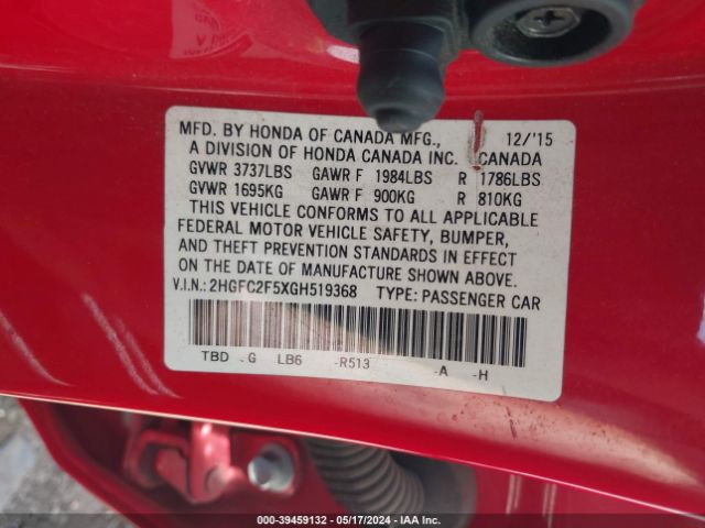 Photo 8 VIN: 2HGFC2F5XGH519368 - HONDA CIVIC 