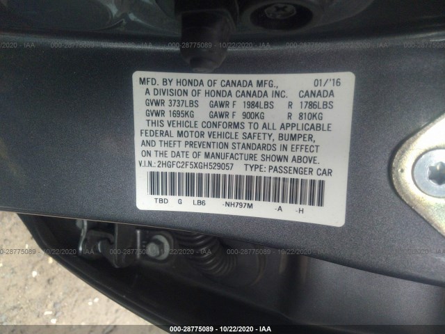 Photo 8 VIN: 2HGFC2F5XGH529057 - HONDA CIVIC SEDAN 