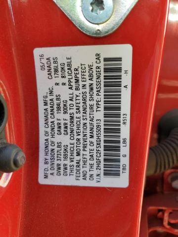 Photo 12 VIN: 2HGFC2F5XGH550913 - HONDA CIVIC LX 