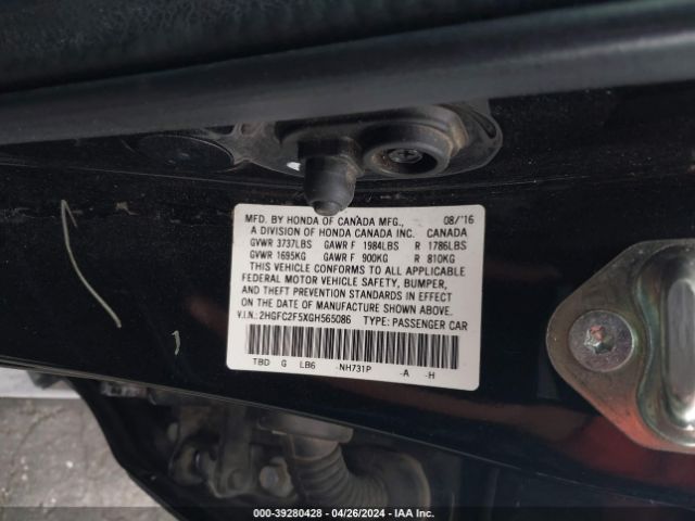 Photo 8 VIN: 2HGFC2F5XGH565086 - HONDA CIVIC 