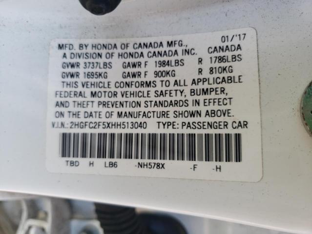 Photo 12 VIN: 2HGFC2F5XHH513040 - HONDA CIVIC 