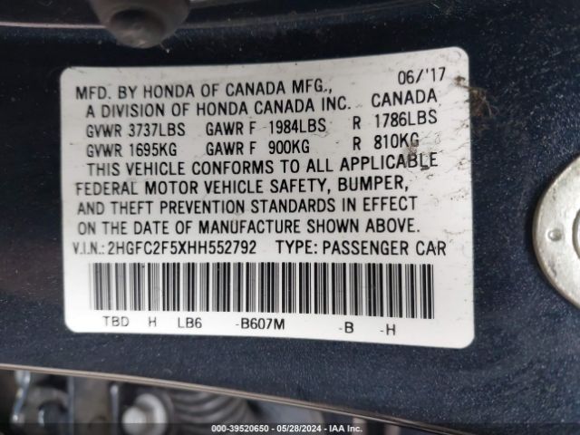 Photo 8 VIN: 2HGFC2F5XHH552792 - HONDA CIVIC 