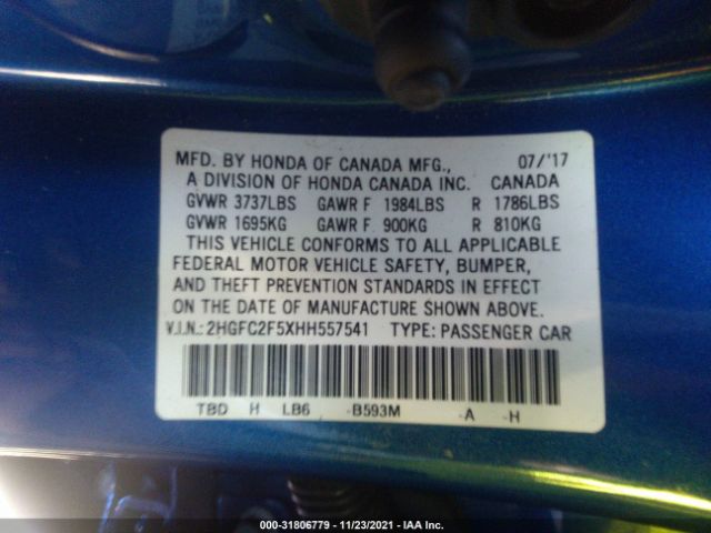 Photo 8 VIN: 2HGFC2F5XHH557541 - HONDA CIVIC SEDAN 