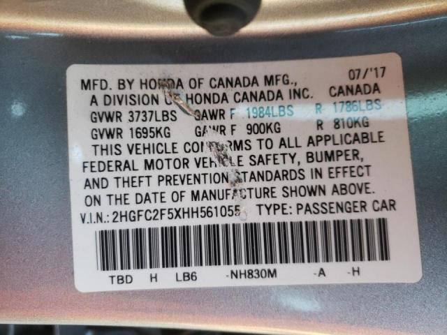 Photo 9 VIN: 2HGFC2F5XHH561055 - HONDA CIVIC LX 