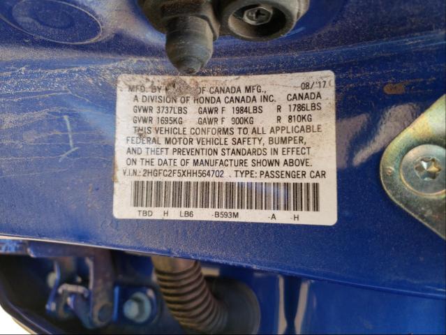 Photo 9 VIN: 2HGFC2F5XHH564702 - HONDA CIVIC LX 